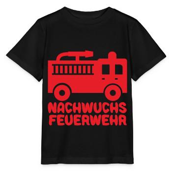 Feuerwehr mit Feuerwehrauto Baby Junge Rot - Stanley/Stella Kinder T-Shirt MINI CREATOR  - Schwarz - Vorne - Mikhail (115cm)