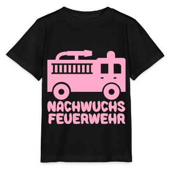 Feuerwehr mit Feuerwehrauto Baby Mädchen Pink - Stanley/Stella Kinder T-Shirt MINI CREATOR  - Schwarz - Vorne - Mikhail (115cm)