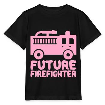 Futur pompier Camion de pompier Baby Girl Pink - T-shirt bio MINI CREATOR Stanley/Stella Enfant - noir - Devant - Mikhail (115cm)