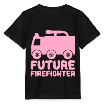 Future Firefighter Feuerwehrauto Baby Mädchen Pink - Stanley/Stella Kinder T-Shirt MINI CREATOR  - Schwarz - Vorne - Mikhail (115cm)