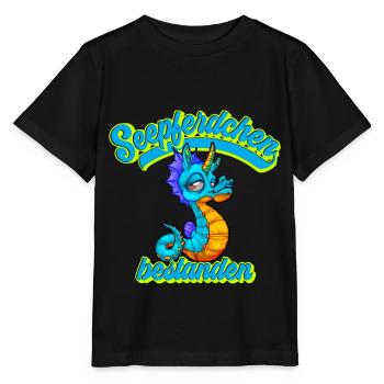 Seepferdchen Bestanden Frühschwimmer - Stanley/Stella Kinder T-Shirt MINI CREATOR  - Schwarz - Vorne - Mikhail (115cm)
