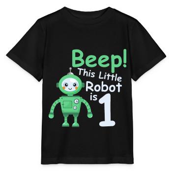 Birthday Shirt 1 Year Robot baby Boy Girls - Stanley/Stella MINI CREATOR Kids’ T-Shirt - black - Front - Mikhail (115cm)