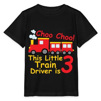 Geburtstagsshirt 3 jahr Eisenbahn Lok Baby Junge - Stanley/Stella Kinder T-Shirt MINI CREATOR  - Schwarz - Vorne - Mikhail (115cm)