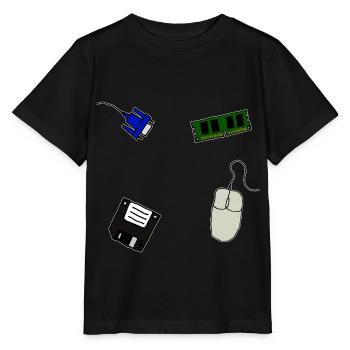 Retro Computer Floppy VGA Mouse Memory - Stanley/Stella MINI CREATOR Kids’ T-Shirt - black - Front - Mikhail (115cm)