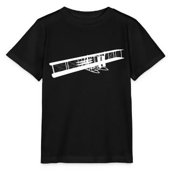Historisches Motorflugzeug von 1905 - Stanley/Stella Kinder T-Shirt MINI CREATOR  - Schwarz - Vorne - Mikhail (115cm)