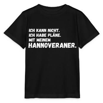 Pferd Reitsport Reiten Pferdesport Hannoveraner - Stanley/Stella Kinder T-Shirt MINI CREATOR  - Schwarz - Vorne - Mikhail (115cm)
