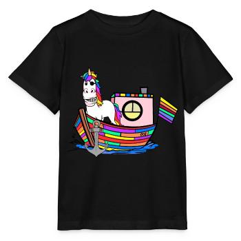 Regenbogen Einhörner Seemänner Regenbogenfahne - Stanley/Stella Kinder T-Shirt MINI CREATOR  - Schwarz - Vorne - Mikhail (115cm)
