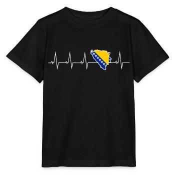 Ich liebe Bosnien und Herzegowina - Herzschlag - Stanley/Stella Kinder T-Shirt MINI CREATOR  - Schwarz - Vorne - Mikhail (115cm)
