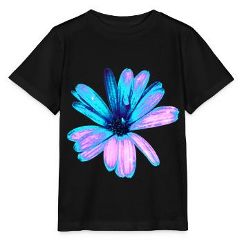 Fleur turquoise et rose - T-shirt bio MINI CREATOR Stanley/Stella Enfant - noir - Devant - Mikhail (115cm)