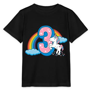 3ème anniversaire licorne trois ans enfant arc-en-ciel - T-shirt bio MINI CREATOR Stanley/Stella Enfant - noir - Devant - Mikhail (115cm)