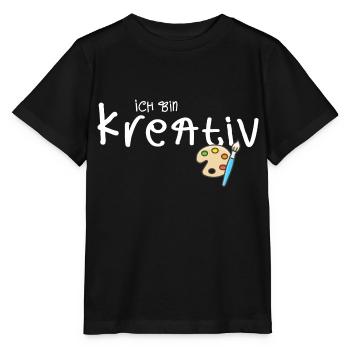 Spruch Ich bin kreativ Farbpalette Pinsel Kinder - Stanley/Stella Kinder T-Shirt MINI CREATOR  - Schwarz - Vorne - Mikhail (115cm)