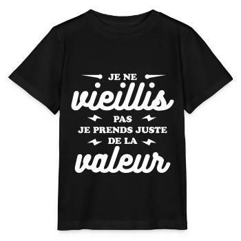 JE NE VIELLIS PAS JE PRENDS DE LA VALEUR - T-shirt bio MINI CREATOR Stanley/Stella Enfant - noir - Devant - Mikhail (115cm)