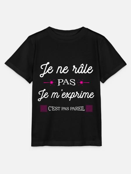 JE NE RÂLE PAS JE M'EXPRIME - T-shirt bio MINI CREATOR Stanley/Stella Enfant - noir