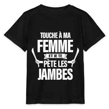 TOUCHE À MA FEMME JE TE PETE LES JAMBES - T-shirt bio MINI CREATOR Stanley/Stella Enfant - noir - Devant - Mikhail (115cm)