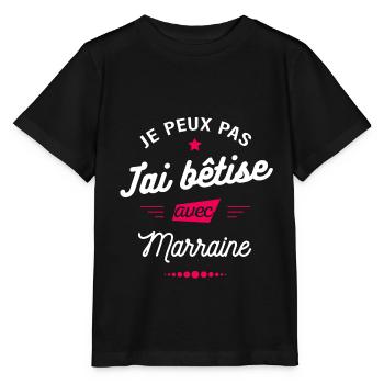 JE PEUX PAS J'AI BÊTISE AVEC MA MARRAINE - T-shirt bio MINI CREATOR Stanley/Stella Enfant - noir - Devant - Mikhail (115cm)