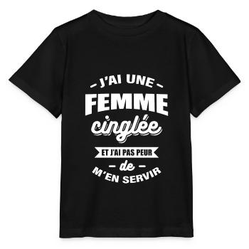 J'AI UNE FEMME CINGLÉE - T-shirt bio MINI CREATOR Stanley/Stella Enfant - noir - Devant - Mikhail (115cm)