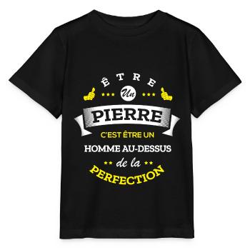 PIERRE PARFAIT - NOM PIERRE - T-shirt bio MINI CREATOR Stanley/Stella Enfant - noir - Devant - Mikhail (115cm)