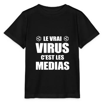 LE VRAI VIRUS C'EST LES MÉDIAS - T-shirt bio MINI CREATOR Stanley/Stella Enfant - noir - Devant - Mikhail (115cm)