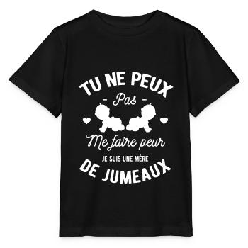 JE N'AI PAS PEUR JE SUIS UNE MÈRE DE JUMEAUX - T-shirt bio MINI CREATOR Stanley/Stella Enfant - noir - Devant - Mikhail (115cm)