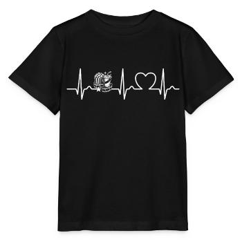 Popcorn & Cola & Kino, EKG Kurve, Herzlinie, Puls - Stanley/Stella Kinder T-Shirt MINI CREATOR  - Schwarz - Vorne - Mikhail (115cm)