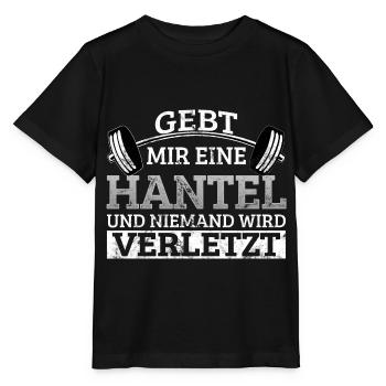 Gebt mir Hantel niemand wird verletzt Gym Spruch - Stanley/Stella Kinder T-Shirt MINI CREATOR  - Schwarz - Vorne - Mikhail (115cm)