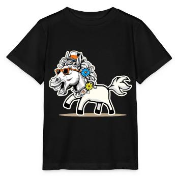 lustig witzig spaßig Pferd Pferde Gaul Kinder Kind - Stanley/Stella Kinder T-Shirt MINI CREATOR  - Schwarz - Vorne - Mikhail (115cm)