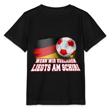 Wenn wir verlieren, liegt’s am Schiri – Fußball - Stanley/Stella Kinder T-Shirt MINI CREATOR  - Schwarz - Vorne - Mikhail (115cm)