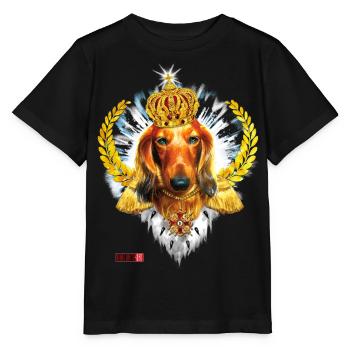 Dackel King Queen Dachshund Hund Lorbeerkranz - Stanley/Stella Kinder T-Shirt MINI CREATOR  - Schwarz - Vorne - Mikhail (115cm)
