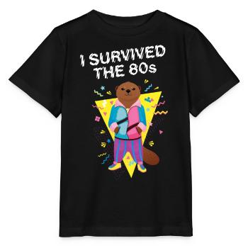 I Survived The 80's - Cool Otter - Stanley/Stella Kinder T-Shirt MINI CREATOR  - Schwarz - Vorne - Mikhail (115cm)
