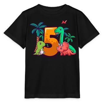 5. Geburtstag Trex Triceratops Dinosaurier 5 Jahre - Stanley/Stella Kinder T-Shirt MINI CREATOR  - Schwarz - Vorne - Mikhail (115cm)