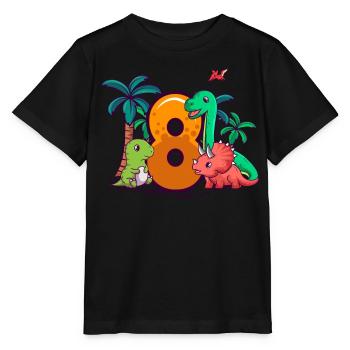 8ème anniversaire Trex Triceratops Dinosaure 8 ans - T-shirt bio MINI CREATOR Stanley/Stella Enfant - noir - Devant - Mikhail (115cm)