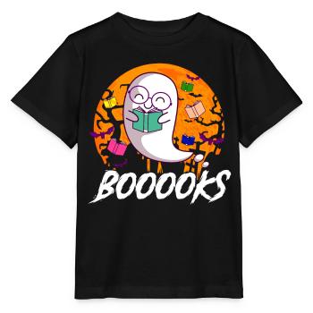 Bücherwurm Buch Lesen Geist Ghost Halloween - Stanley/Stella Kinder T-Shirt MINI CREATOR  - Schwarz - Vorne - Mikhail (115cm)
