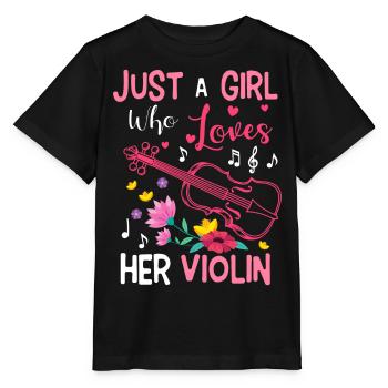 Girl Her Violin Loves Violinist Musicians - Stanley/Stella MINI CREATOR Kids’ T-Shirt - black - Front - Mikhail (115cm)