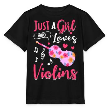 Fille Son violon aime les musiciens violonistes - T-shirt bio MINI CREATOR Stanley/Stella Enfant - noir - Devant - Mikhail (115cm)