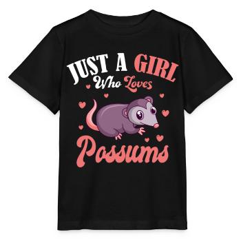 Mädchen Das Opossums Liebt Possum Zoo Beuteltiere - Stanley/Stella Kinder T-Shirt MINI CREATOR  - Schwarz - Vorne - Mikhail (115cm)