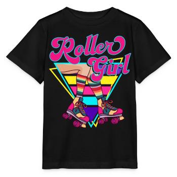 Roller Girl Retro 70s 80s Skater Roller Skates - Stanley/Stella MINI CREATOR Kids’ T-Shirt - black - Front - Mikhail (115cm)