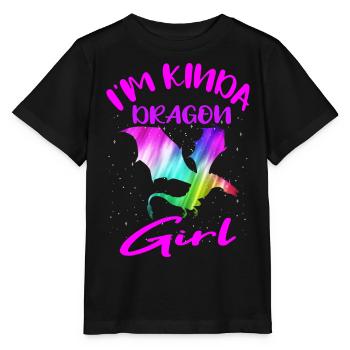 Je suis un peu Dragon Girl Mythical Creature Dragon - T-shirt bio MINI CREATOR Stanley/Stella Enfant - noir - Devant - Mikhail (115cm)
