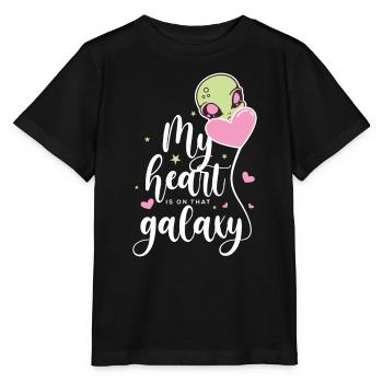 Heart is on the Galaxy Space Universe Astronaut - Stanley/Stella MINI CREATOR Kids’ T-Shirt - black - Front - Mikhail (115cm)