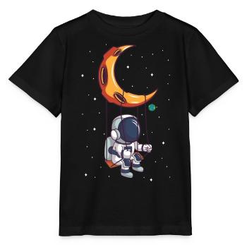 Astronaut rocks astronomer alien on the moon - Stanley/Stella MINI CREATOR Kids’ T-Shirt - black - Front - Mikhail (115cm)