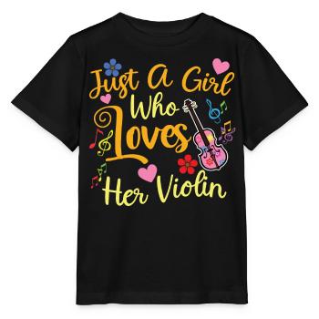 Girl who loves her violin Violinist musician - Stanley/Stella MINI CREATOR Kids’ T-Shirt - black - Front - Mikhail (115cm)