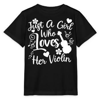 Girl who loves her violin Violinist musician - Stanley/Stella MINI CREATOR Kids’ T-Shirt - black - Front - Mikhail (115cm)