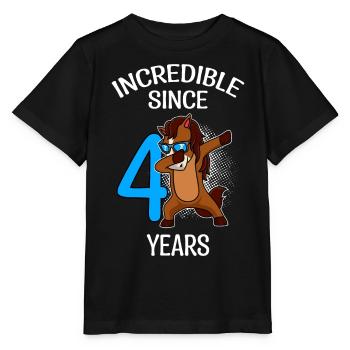 Unbelievable for 4 years 4th birthday - Stanley/Stella MINI CREATOR Kids’ T-Shirt - black - Front - Mikhail (115cm)