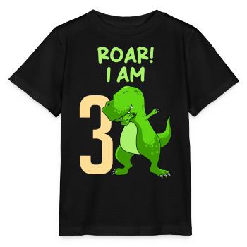 3ème anniversaire 3 ans Dino Boy - T-shirt bio MINI CREATOR Stanley/Stella Enfant - noir - Devant - Mikhail (115cm)