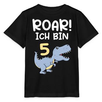 Dino 5 Jahre 5. Geburtstag Junge 5 Jahre - Stanley/Stella Kinder T-Shirt MINI CREATOR  - Schwarz - Vorne - Mikhail (115cm)