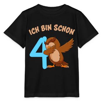Ich bin 4 Jahre 4. Geburtstag - Stanley/Stella Kinder T-Shirt MINI CREATOR  - Schwarz - Vorne - Mikhail (115cm)