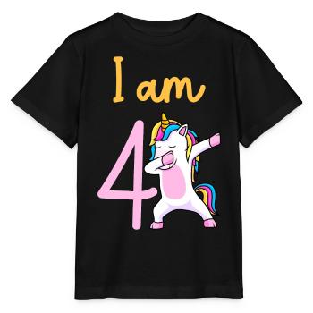 4th birthday girl 4 years - Stanley/Stella MINI CREATOR Kids’ T-Shirt - black - Front - Mikhail (115cm)
