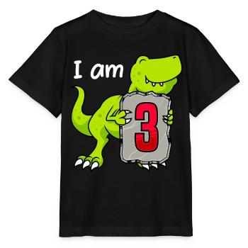 3ème anniversaire 3 ans Dino Boy - T-shirt bio MINI CREATOR Stanley/Stella Enfant - noir - Devant - Mikhail (115cm)
