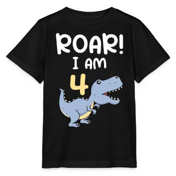 4ème anniversaire Boy Dino 4 ans - T-shirt bio MINI CREATOR Stanley/Stella Enfant - noir - Devant - Mikhail (115cm)