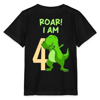 4ème anniversaire Boy Dino 4 ans - T-shirt bio MINI CREATOR Stanley/Stella Enfant - noir - Devant - Mikhail (115cm)