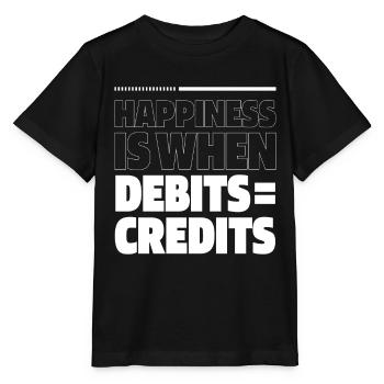Happiness Is When Debits = Credits - Accountant - Stanley/Stella MINI CREATOR Kids’ T-Shirt - black - Front - Mikhail (115cm)
